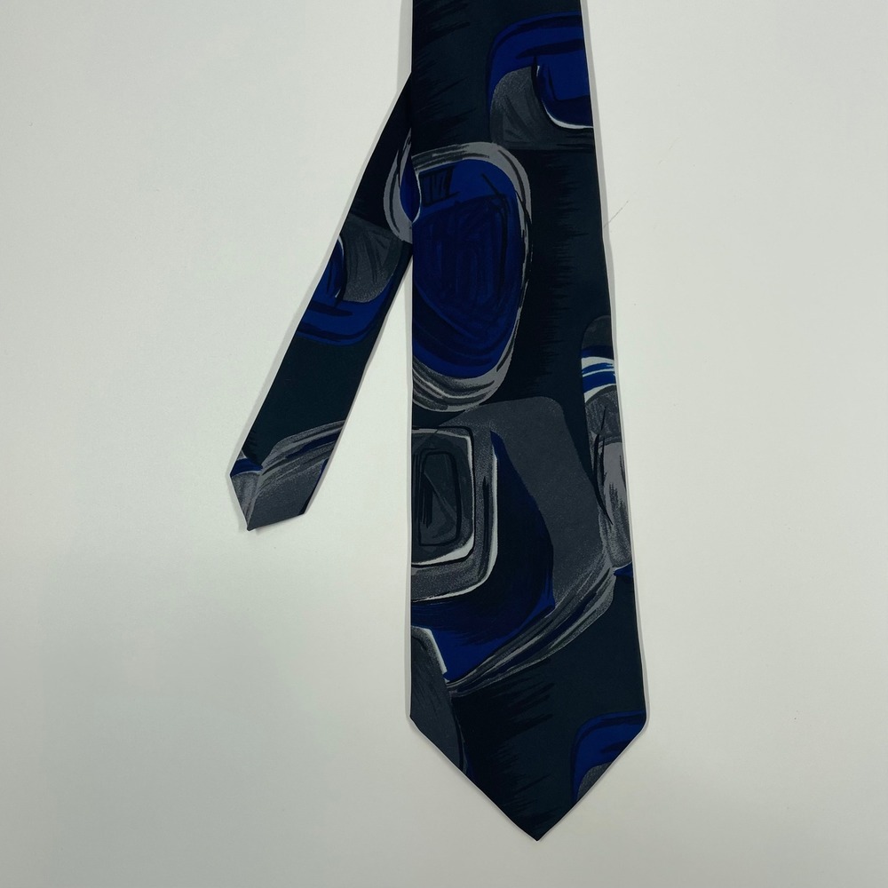 Ketch Blue Grey Abstract Geometric Swirl Pattern Necktie Mens OS